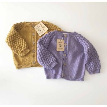 Adele Cardigan - mustard-lavender