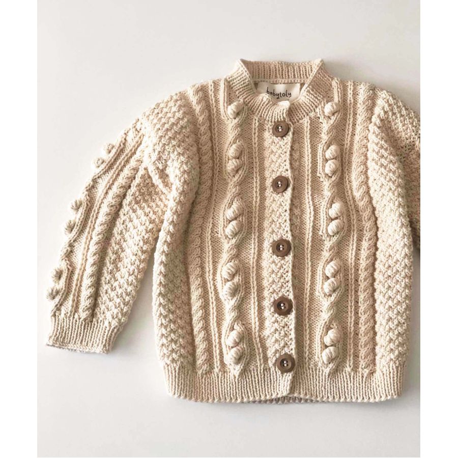 ' Cable Popcorn Cardigan - natural * select colors