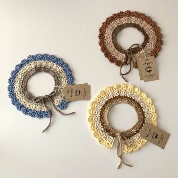 Crochet Collars ** canary, serenity, terracotta