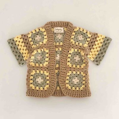Celia Crochet Vest, honey, seaweed, canary *