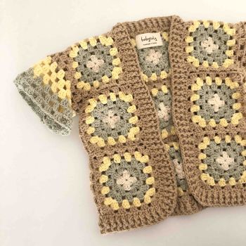 Celia Crochet Vest, honey, seaweed, canary *