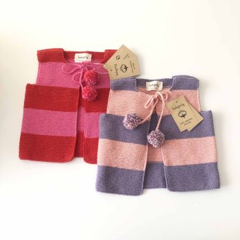 Double Stripes Vest - red apple, lavender