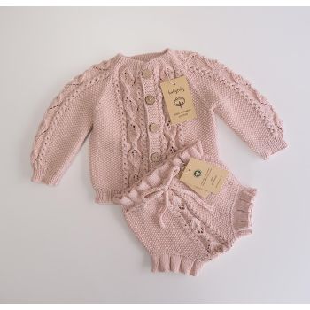 Rococo Cardigan- Bloomer Set - powder pink