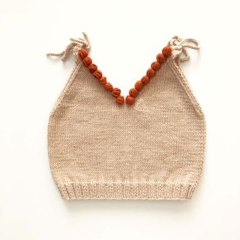 Eva Knit Top - w/Popcorns , ecru + cinnamon, natural + sage