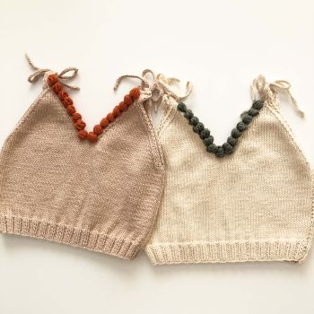 Eva Knit Top - w/Popcorns , ecru + cinnamon, natural + sage