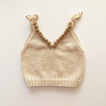 Eva Knit Top - w/Popcorns , natural + honey