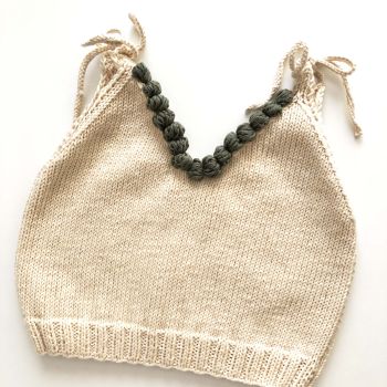 Eva Knit Top - w/Popcorns , natural + sage, ecru + cinnamon