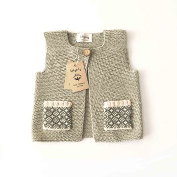 Folk Vest - seaweed- with sage pocket