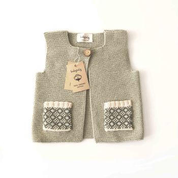 Folk Vest - seaweed- with sage pocket