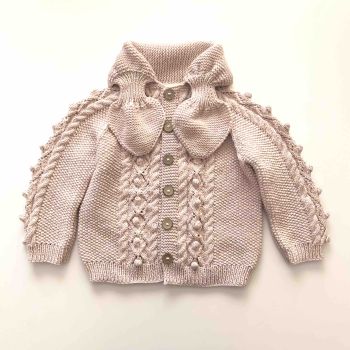 Hazel Cardigan - powder pink, taupe