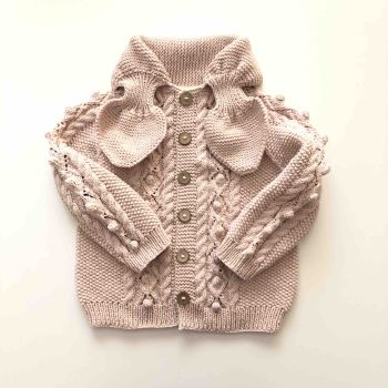 Hazel Cardigan - powder pink, taupe