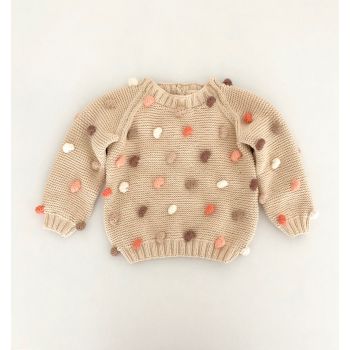 Rainbow Popcorn Sweater - natural New colors *purl stitch*