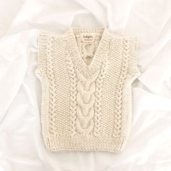' Baby Alpaca Cable Vest - 100% Baby Alpaca Chunky - natural, oatmeal