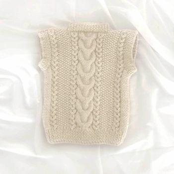 ' Baby Alpaca Cable Vest - 100% Baby Alpaca Chunky - natural, oatmeal