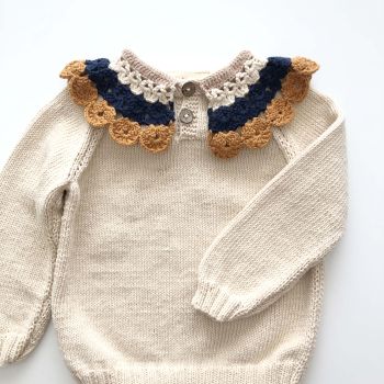 ' Camille Collar Sweater - natural x with navy-golden brown collar *