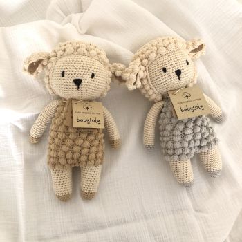 Crochet Lamb Doll 10.2" - 26 cm, silver, honey