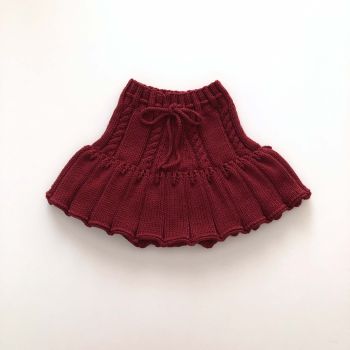 Ivy Skirt - New, deep red, beige