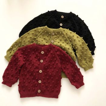 Popcorn Cardigan - *new deep red, olive, black