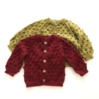 Popcorn Cardigan - *new deep red, olive, black