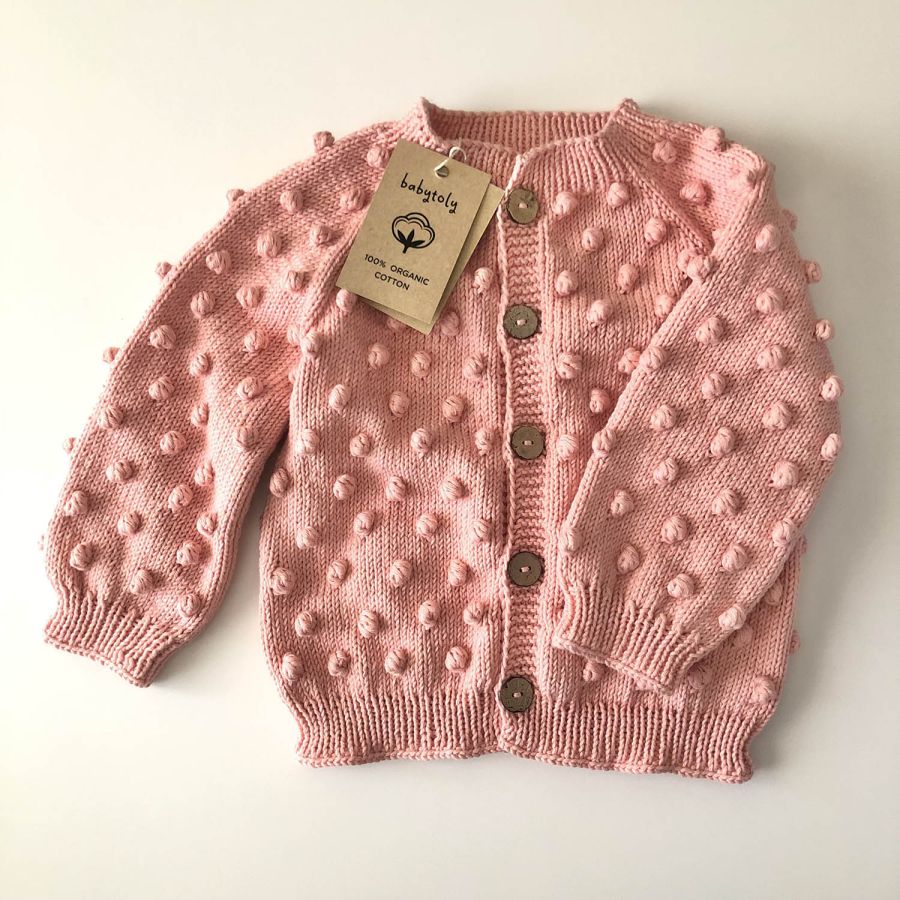 Popcorn Cardigan - salmon pink