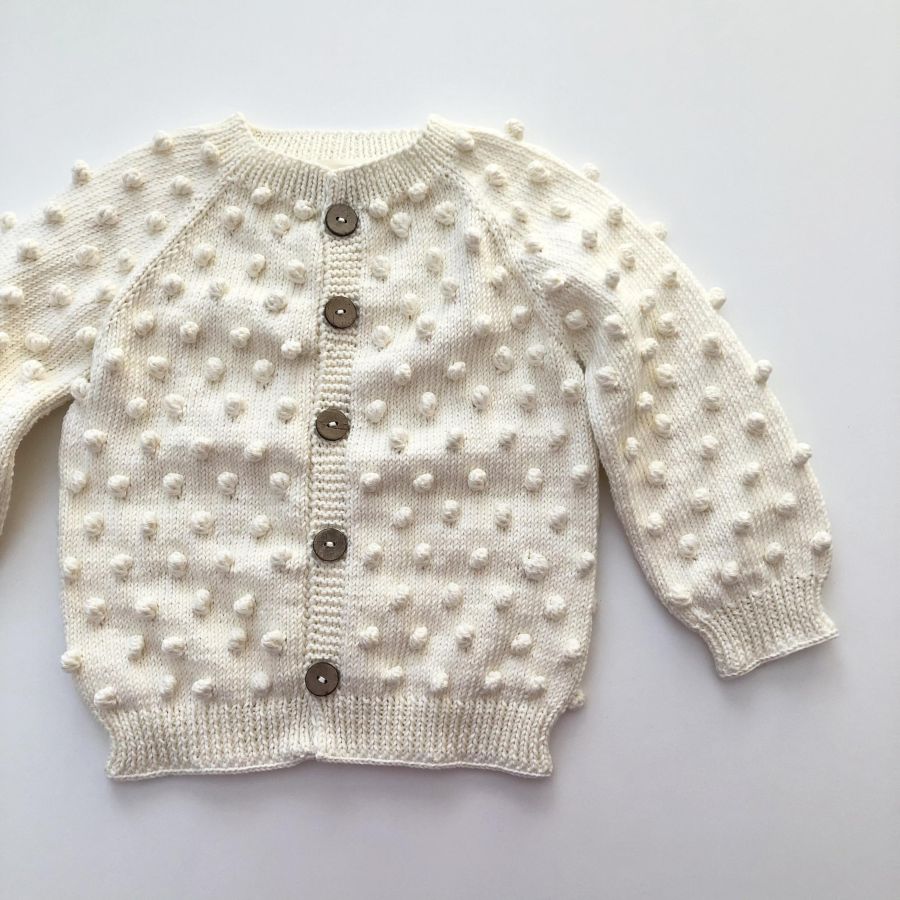 Popcorn Cardigan - snow