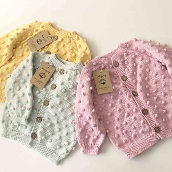 Popcorn Cardigan - pastel pink, select colors *