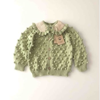 Popcorn Cardigan and Peter Pan collar  set *new, select colors, pistachio