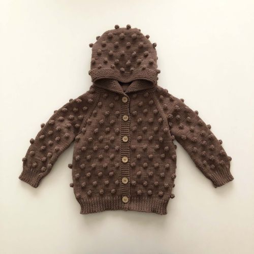 Hooded popcorn knit sweater clearance