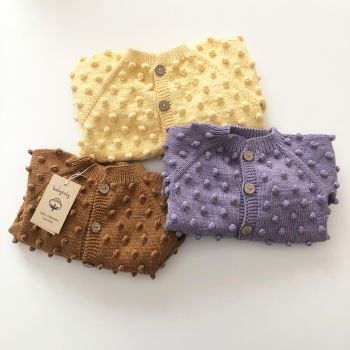 Popcorn Cardigan - *new, select colors, biscuit, petrol, canary, seaweed, lavender