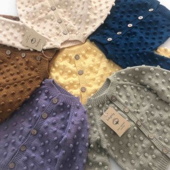 Popcorn Cardigan - *new, select colors, seaweed, lavender, petrol, biscuit, canary