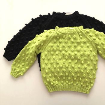 Popcorn Sweater - black, lime