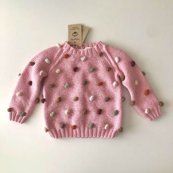 Rainbow Popcorn Sweater - candy pink