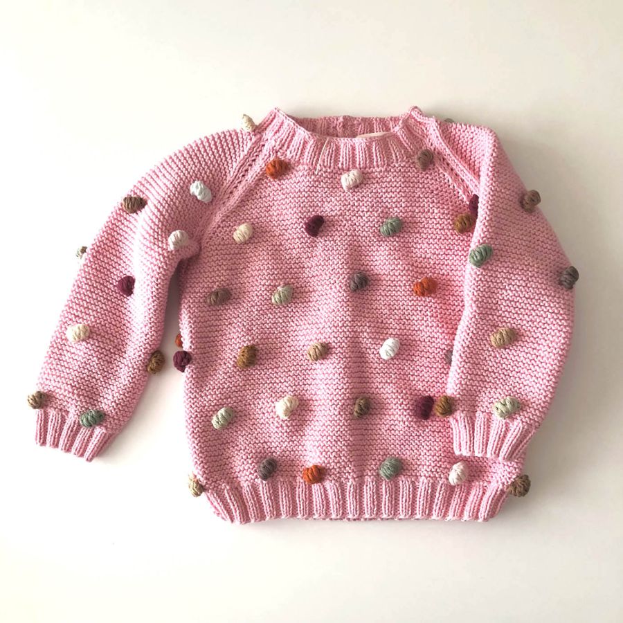 Pink popcorn sweater top