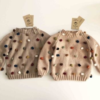 Rainbow Popcorn Sweater - ecru , beige