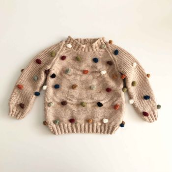 Rainbow Popcorn Sweater - ecru , beige