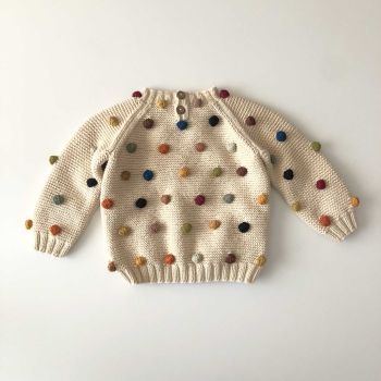 Rainbow Popcorn Sweater - natural *purl stitch*
