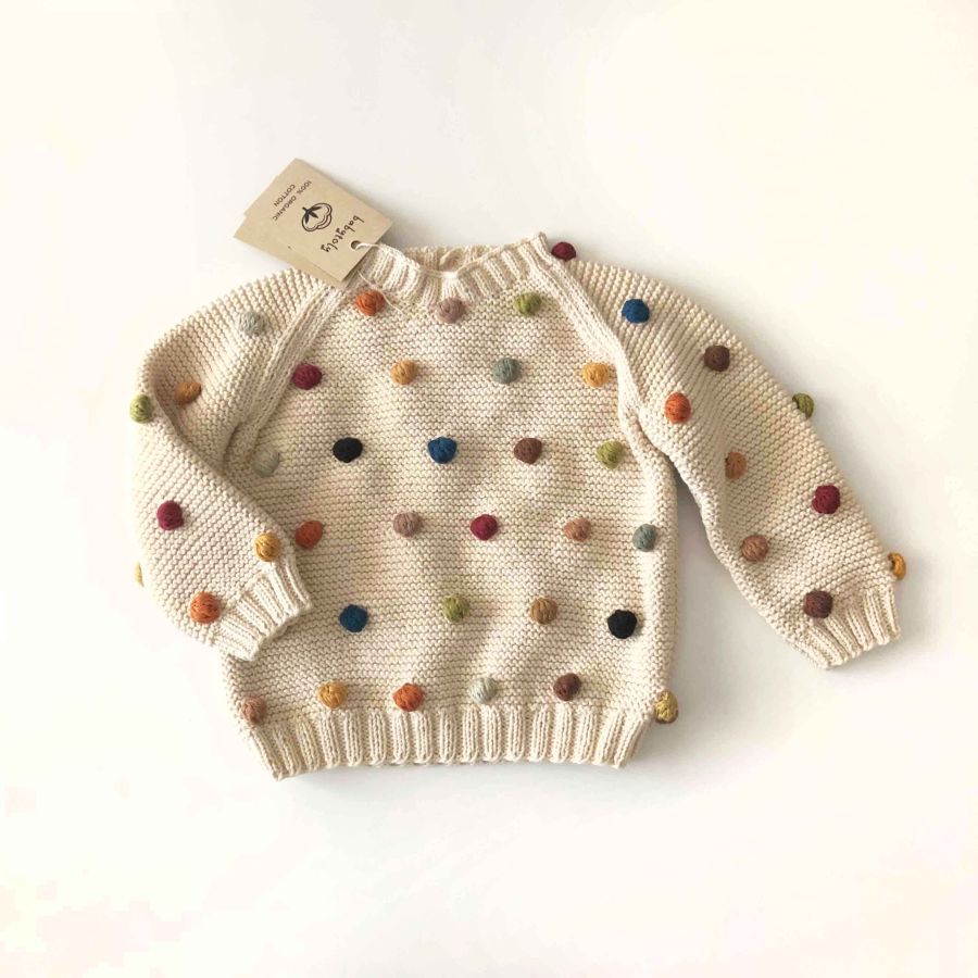 ' Rainbow Popcorn Sweater - ecru, beige, natural