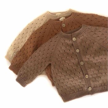 Winsley Cardigan - ecru, cinnamon, mocha, silver